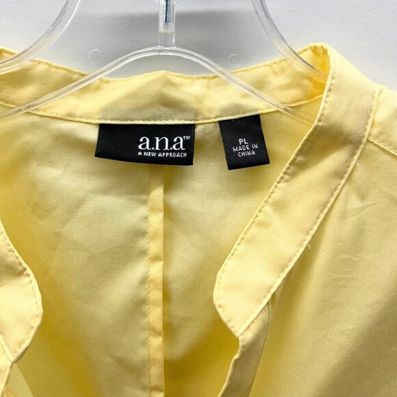 A New Approach ANA Women's Petite Size PL Yellow Button-Up Short-Sleeve Blouse - Picture 4 of 6